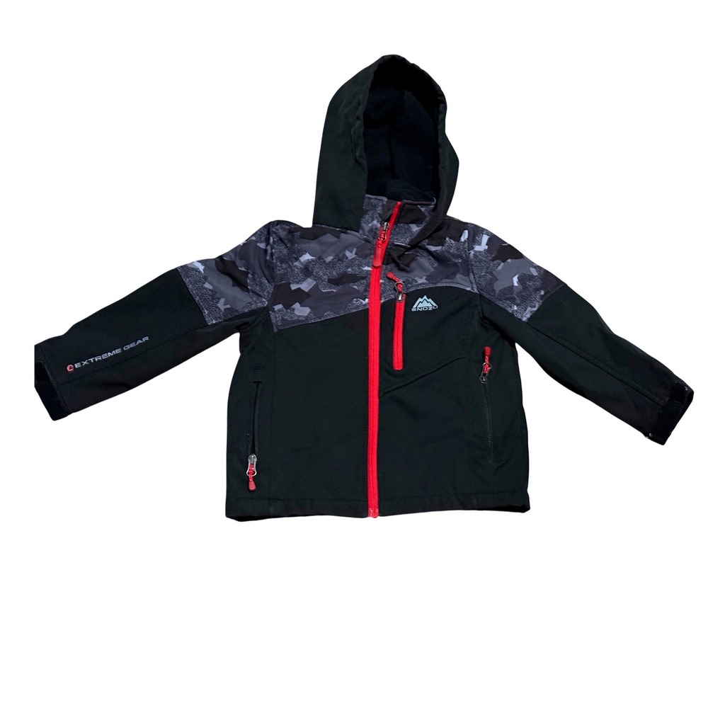 Snozu Extreme Gear Boys Black Camo Softshell Fleece Lined Jacket XS 5/6